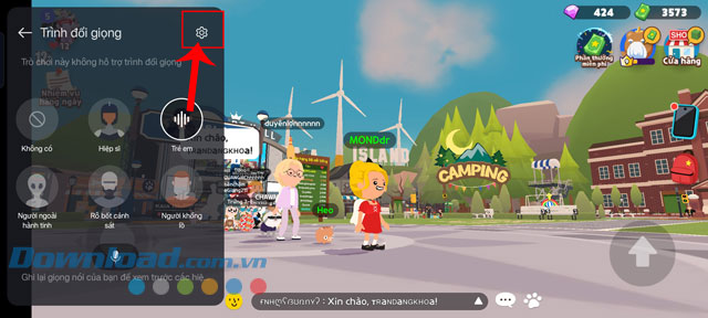 Ấn vào biểu tượng cài đặt