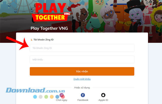 Đăng nhập tài khoản Play Together VNG