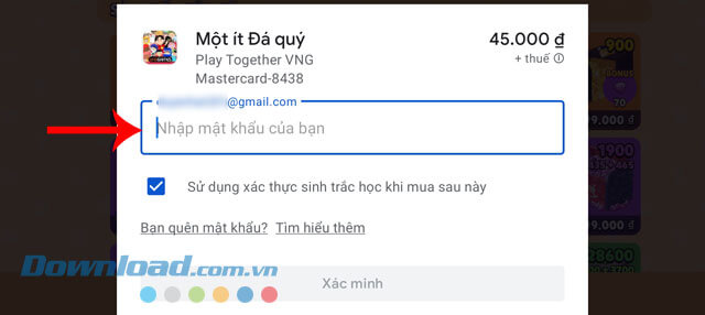 Nhập mật khẩu gmail 
