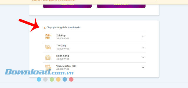 Chọn phương thức thanh toán