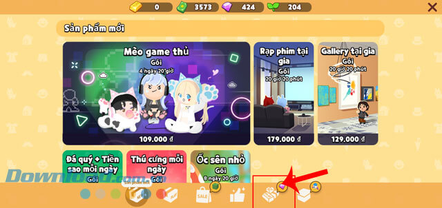 Ấn vào biểu tượng tiền tệ