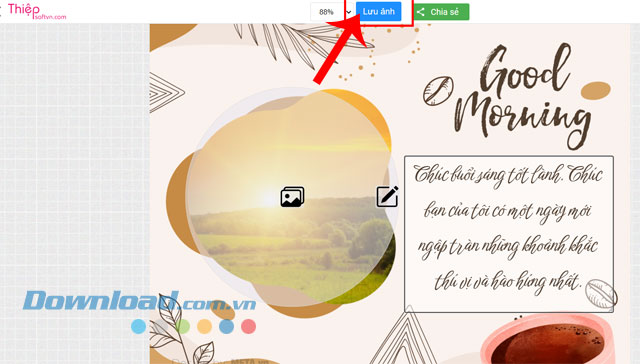 Click chuột vào nút Lưu ảnh