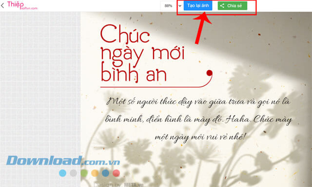 Nhấp chuột vào nút Tạo lại ảnh hoặc Chia sẻ