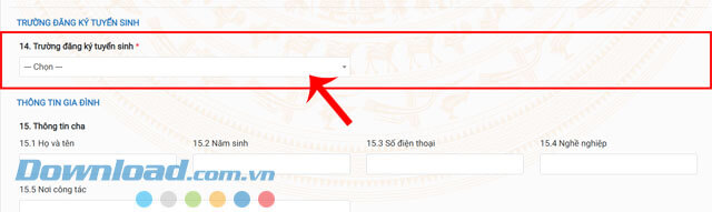 Chọn trường học đăng ký