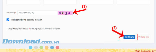Nhấp chuột vào nút Gửi đăng ký