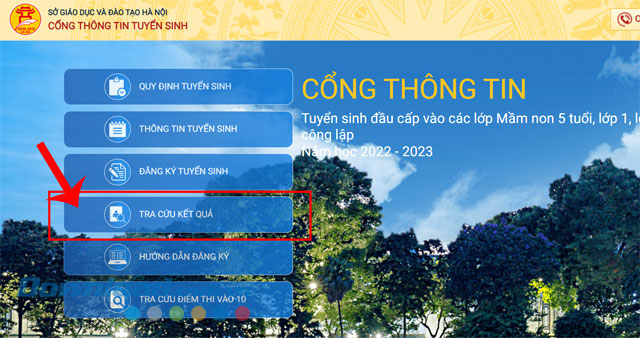 Nhấp chuột vào mục Tra cứu kết quả