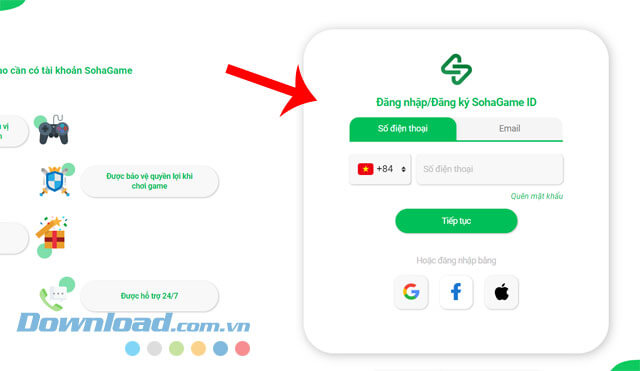 Đăng nhập tài khoản Sohagame