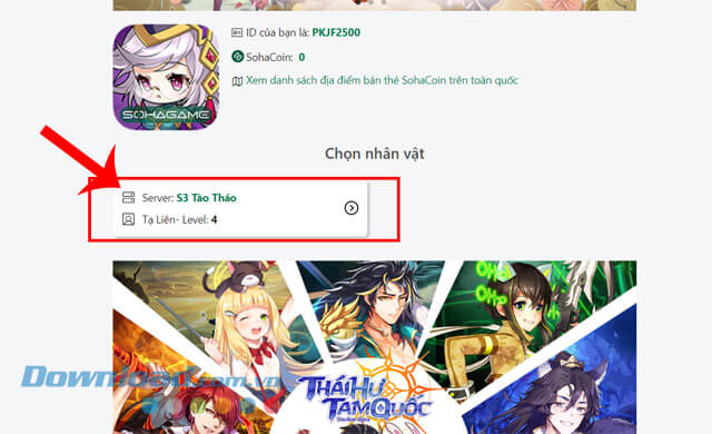 Nhấn vào thông tin game