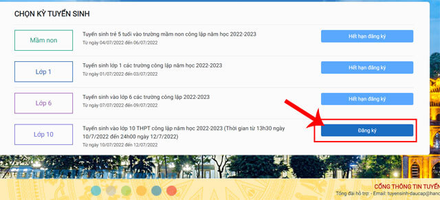 Nhấp chuột vào nút Đăng ký