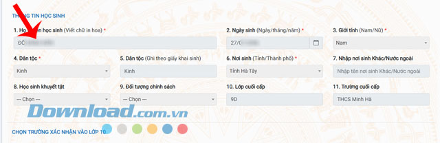 Kiểm tra thông tin của học sinh