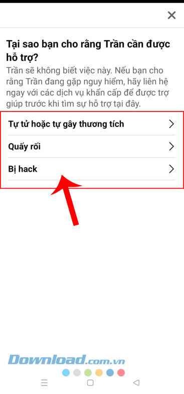 Chọn lý do bạn bè cần hỗ trợ