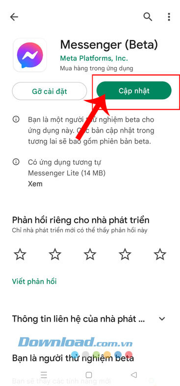 Nhấn vào nút Cập nhật