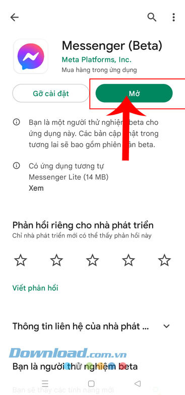 Chạm vào nút Mở