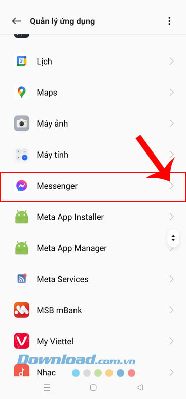 Ấn vào ứng dụng Messenger