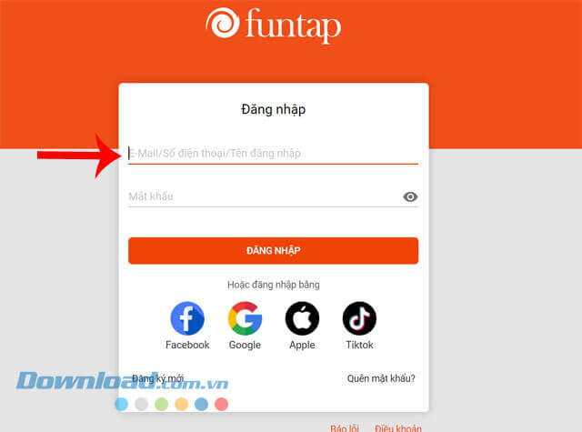 Đăng nhập tài khoản Funtap