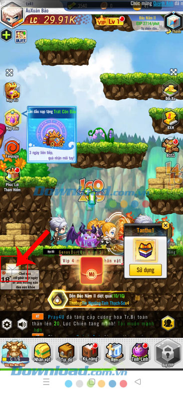 Ấn vào biểu tượng bức thư