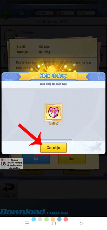 Nhấn vào nút Xác nhận