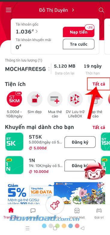 Ấn vào nút Tất cả