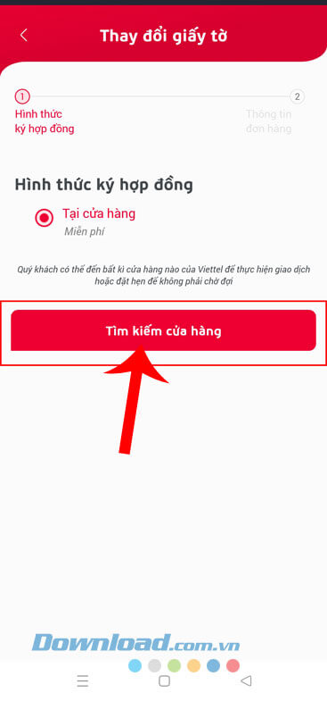 Chạm vào nút Tìm kiếm cửa hàng