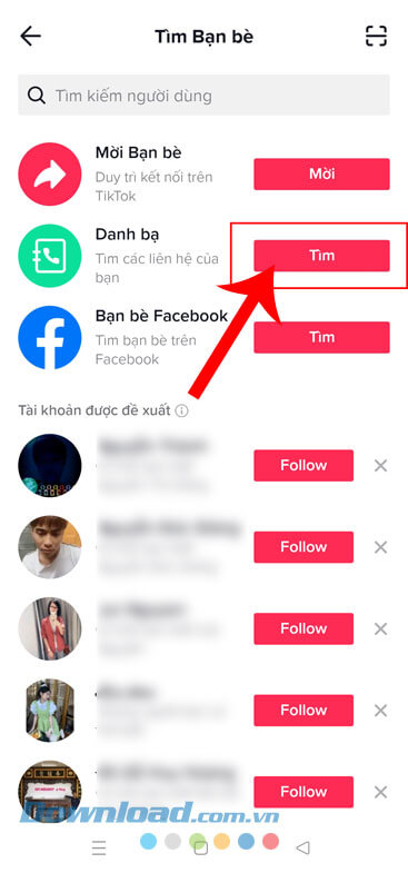 Chạm vào nút Tìm