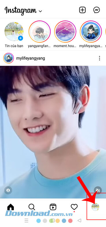 Ấn vào biểu tượng tài khoản