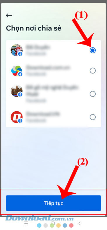 Nhấn vào vào nút Tiếp tục