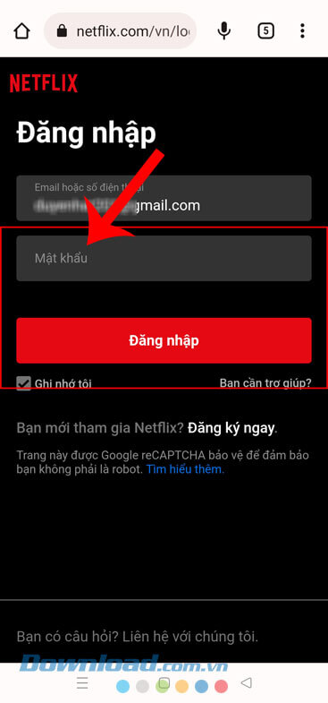 Điều mật khẩu đăng nhập