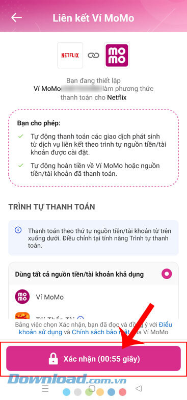 Ấn vào nút Xác nhận