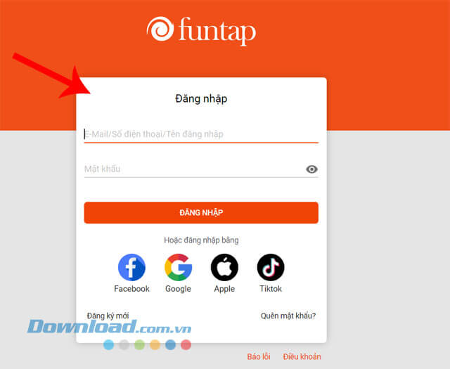 Đăng nhập tài khoản Funtap
