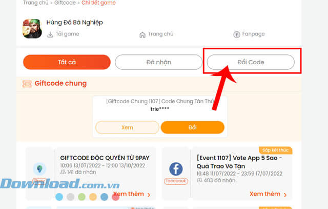 Click chuột vào nút Đổi code