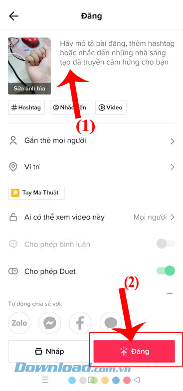 Viết status và chạm vào nút Đăng