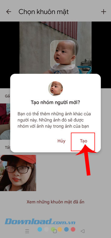 Chạm vào nút Tạo