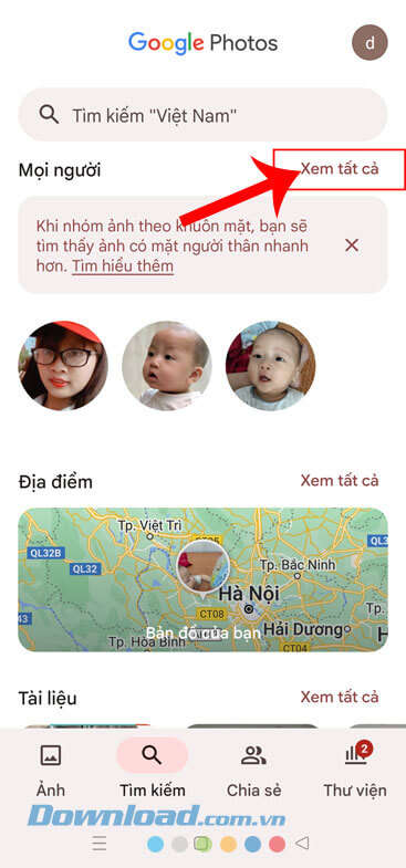 Chạm vào mục Xem tất cả