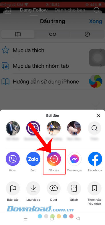 Ấn vào mục Stories