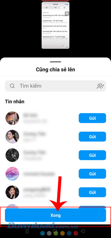 Chạm vào nút Xong