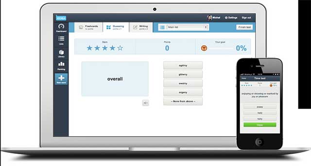 Vocabla web cho phép người học tạo danh sách từ vựng tùy chỉnh