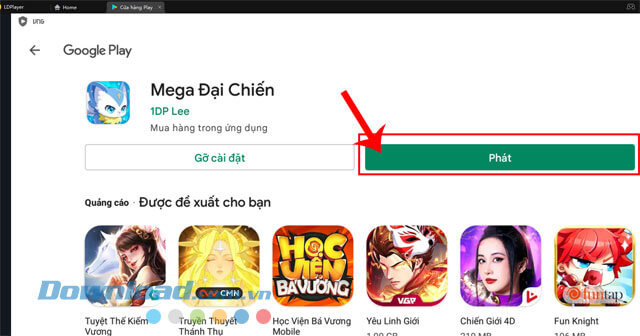 Nhấn vào nút Phát