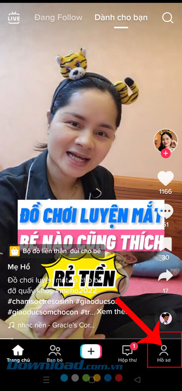 Ấn vào biểu tượng tài khoản