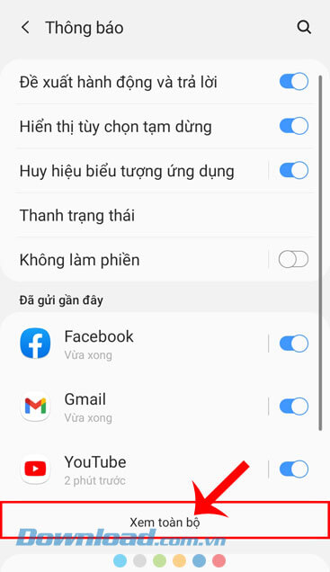 Chạm vào mục Xem toàn bộ