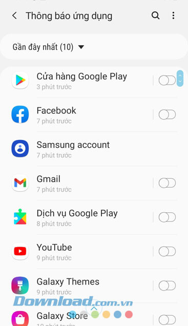 Đã tắt thông báo các ứng dụng