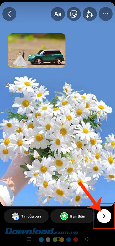 Nhấn vào biểu tượng mũi tên