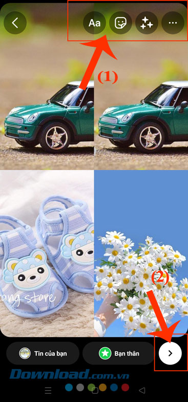 Chạm vào biểu tượng mũi tên