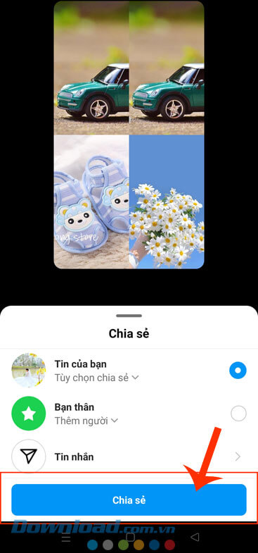 Nhấn vào nút Chia sẻ