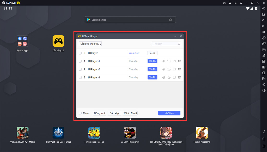 Mở và quản lý nhiều cửa sổ giả lập với LDPlayer 9
