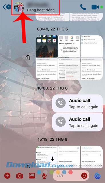 Ấn vào tên tài khoản Messenger