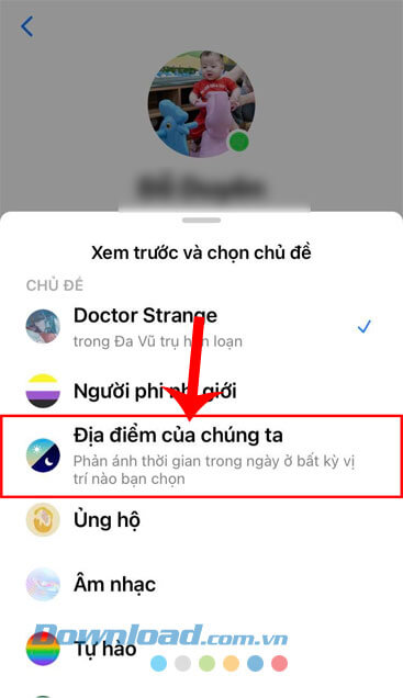 Nhấn vào chủ đề Địa điểm của chúng ta
