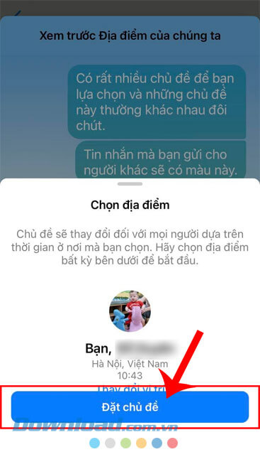 Chạm vào nút Đặc chủ đề