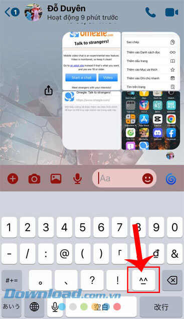 Ấn vào biểu tượng ký tục đặc biệt