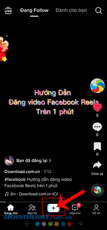 Chạm vào biểu tượng dấu cộng