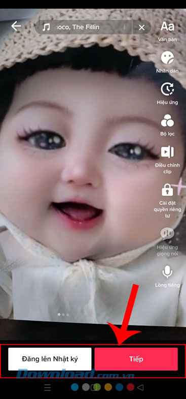 Ấn nút Đăng lên Nhật ký hoặc Tiếp